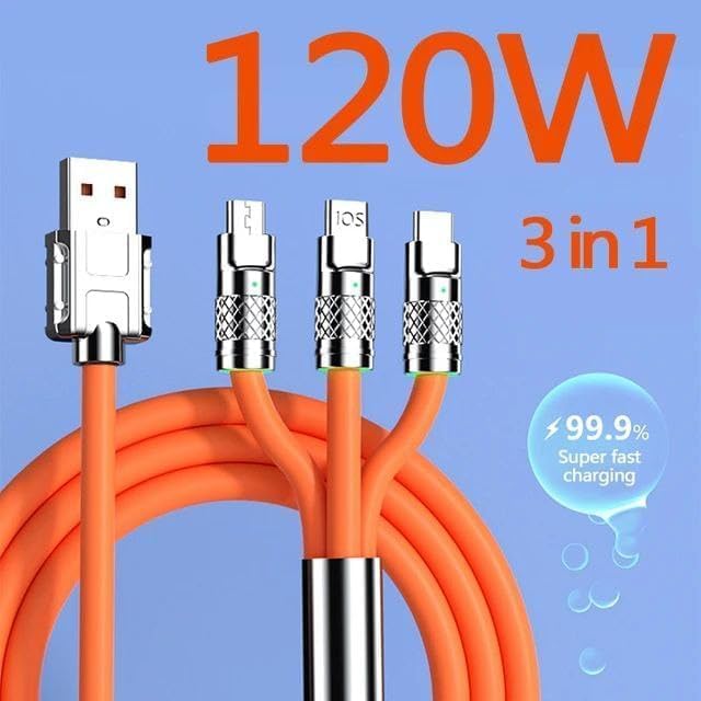 ⚡ 120W 3-in-1 Fast Charging Data Cable