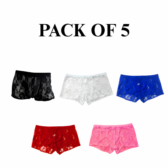 Men’s Floral Lace Boxer Briefs ( PACK OF 5 )