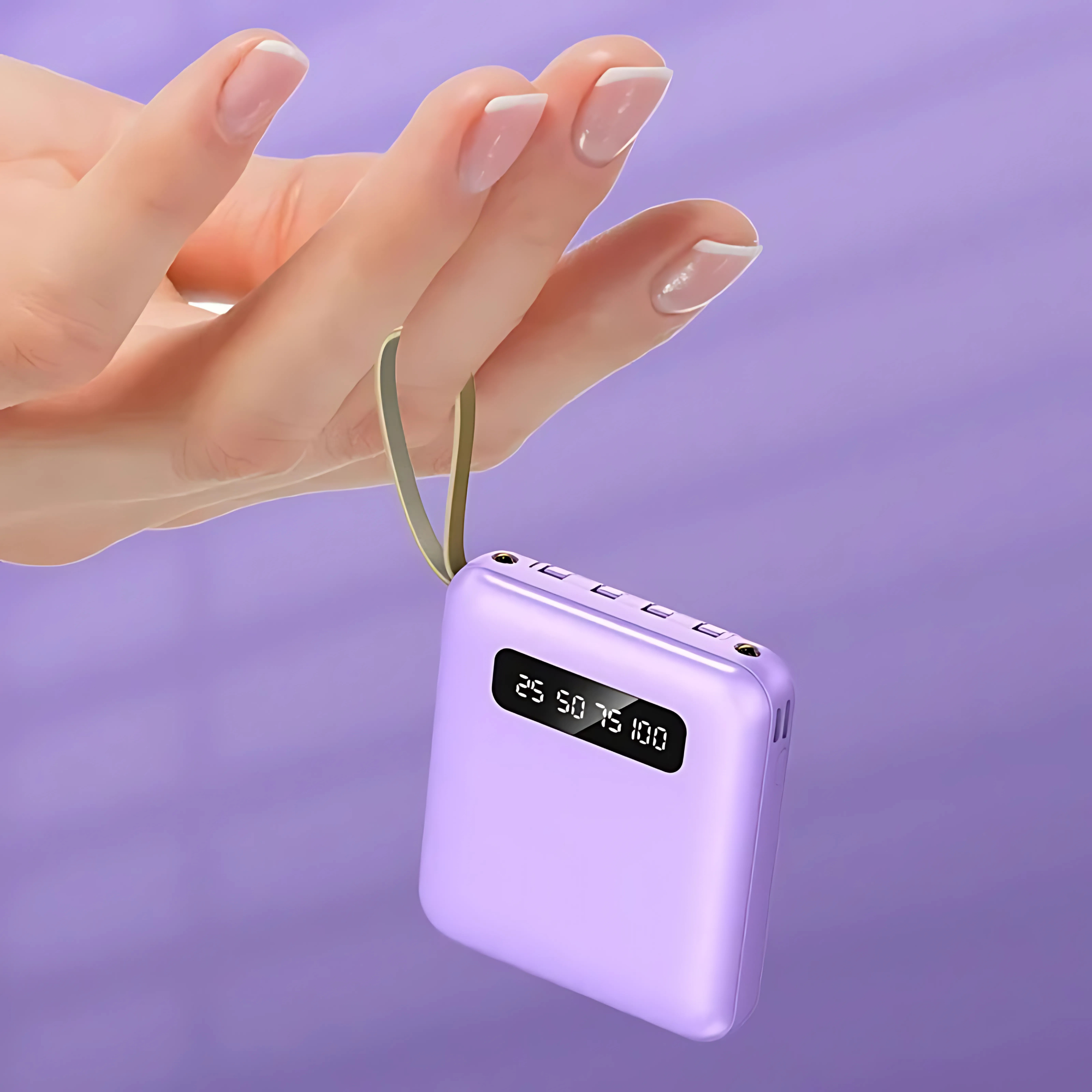 4-in-1 Mini Power Bank 20000mAh With 4 Cable Mobile External Battery Charger for iPhone Samsung Huawei Xiaomi Portable Powerbank