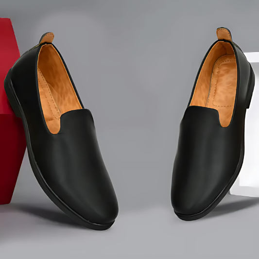 New Handmade Black Leather Formal Penny Loafer Dress, Office Shoes For Mens