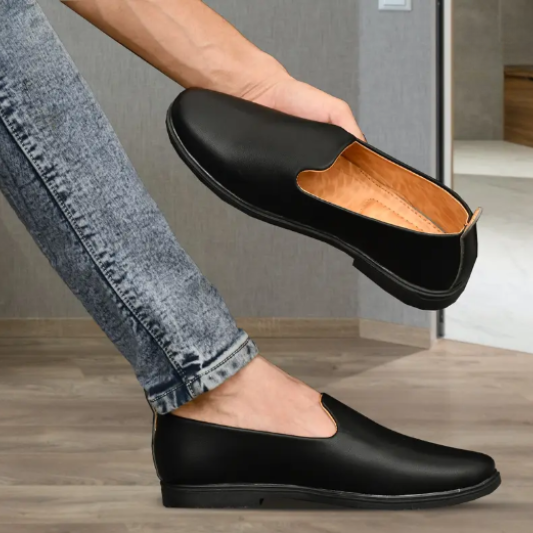 New Handmade Black Leather Formal Penny Loafer Dress, Office Shoes For Mens
