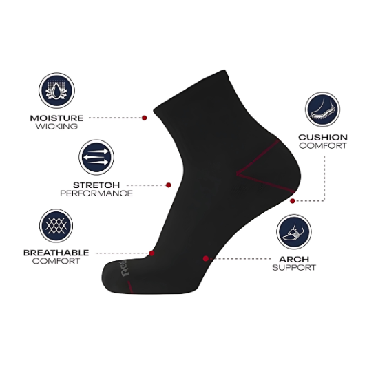 Loom Men’s Essential Sport Socks – Moisture Control ( PACK OF 6 )