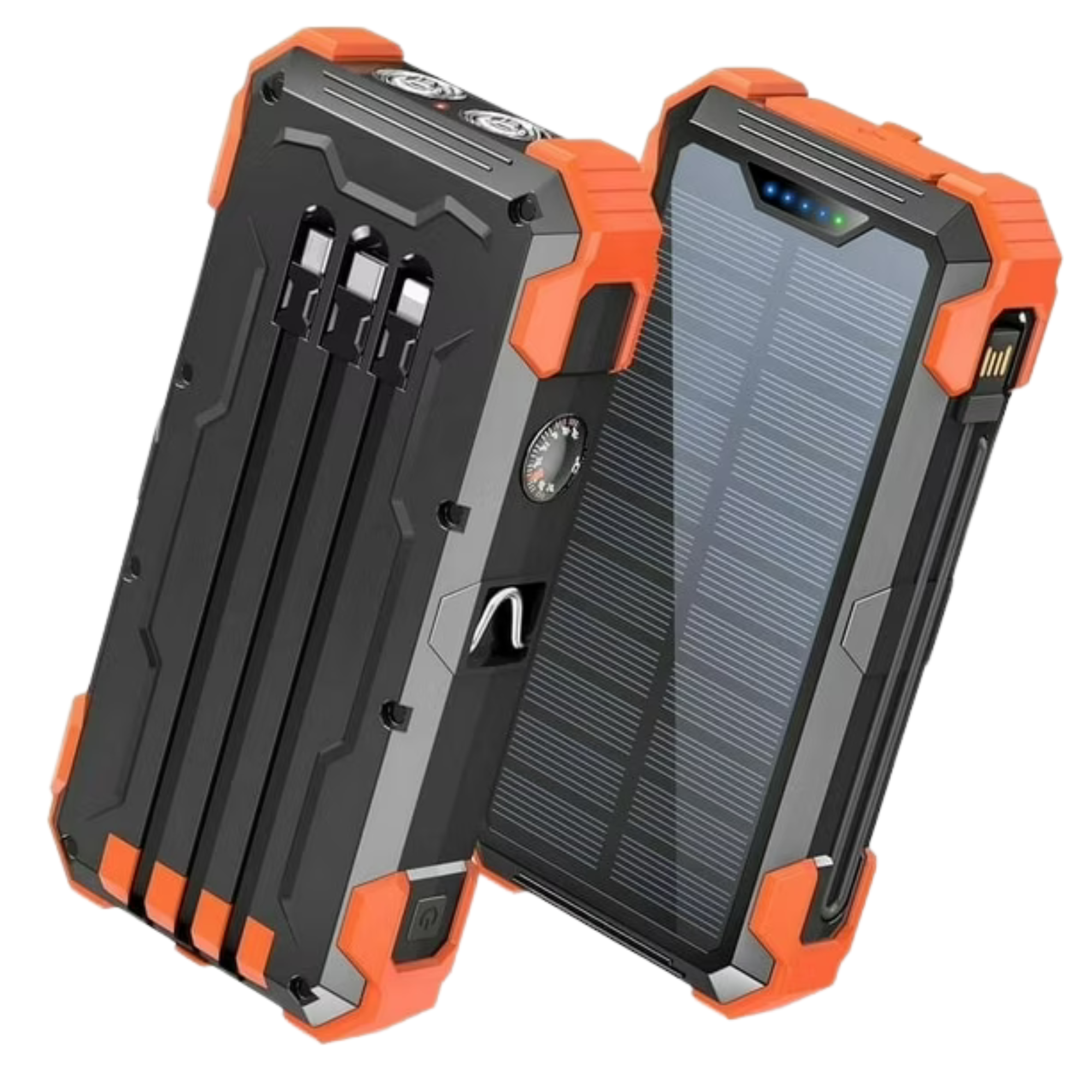 42800mAh Solar Charger Power Bank 15W Fast Charging Portable Charger with 4 Cables, USB Battery Pack Compatible with iPhone & Android Cell Phone