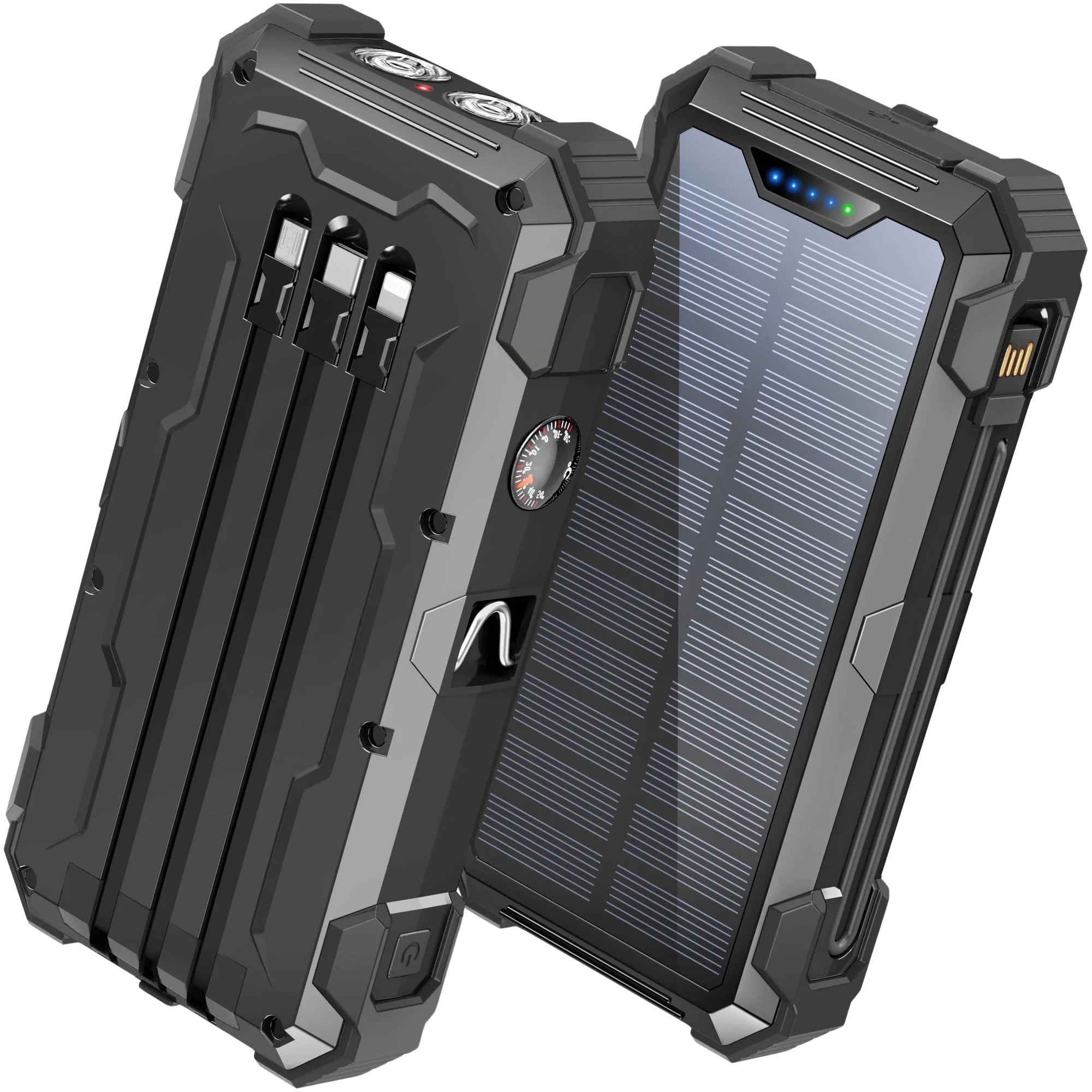 42800mAh Solar Charger Power Bank 15W Fast Charging Portable Charger with 4 Cables, USB Battery Pack Compatible with iPhone & Android Cell Phone